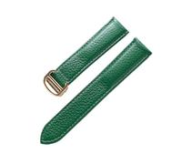 LQXHZ Cinturino For Orologio In Pelle Con Litchi Cintura Da Uomo Morbida Donna # 39; Sostituzione Del Compatibile Gli Accessori Cartier Tank London Blue Watch(Green gold buckle,14mm)