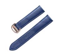 LQXHZ Cinturino For Orologio In Pelle Con Litchi Cintura Da Uomo Morbida Donna # 39; Sostituzione Del Compatibile Gli Accessori Cartier Tank London Blue Watch(Blue rose buckle,18mm)