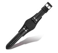 LQXHZ Cinturino For Orologio In Vera Pelle Da 22 Mm Compatibile Con Cinturino For Orologio Fossil CH2891 CH3051 CH2564 CH2565, Bracciale In Pelle Da Uomo Fatto A Mano Con Tappetino(Black-black)