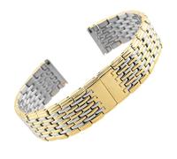 LQXHZ Cinturino For Orologio Solido A 9 Perle Da 13 Mm, 18 Mm, 20 Mm E 22 Mm, Cinturino In Acciaio Inossidabile Con Fibbia A Farfalla, Braccialetto Di Ricambio Da Polso(Silver Gold,13mm)
