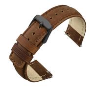 LQXHZ Cinturino For Orologio Vintage In Pelle Crazy Horse Da 18 Mm, 20 Mm, 22 Mm, For Uomo E Donna, Con Sgancio Rapido, Ricambio(Dark Brown-Black,20mm)