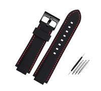 LQXHZ Cinturino In Gomma Siliconica Compatibile Con For Orologio Oris Aquis Convesso, Fibbia Ad Ardiglione In Acciaio Inossidabile, Bracciale Da Polso Nero, 24 Mm X 11(Red line black,24-10mm)