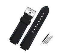 LQXHZ Cinturino In Gomma Siliconica Compatibile Con For Orologio Oris Aquis Convesso, Fibbia Ad Ardiglione In Acciaio Inossidabile, Bracciale Da Polso Nero, 24 Mm X 11(Blue line silver,24-10mm)