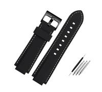 LQXHZ Cinturino In Gomma Siliconica Compatibile Con For Orologio Oris Aquis Convesso, Fibbia Ad Ardiglione In Acciaio Inossidabile, Bracciale Da Polso Nero, 24 Mm X 11(White line black,24-11mm)