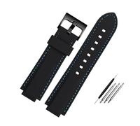 LQXHZ Cinturino In Gomma Siliconica Compatibile Con For Orologio Oris Aquis Convesso, Fibbia Ad Ardiglione In Acciaio Inossidabile, Bracciale Da Polso Nero, 24 Mm X 11(Blue line black,22-12mm)