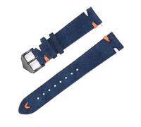 LQXHZ Cinturino In Morbida Pelle Scamosciata 20 Mm 22 Cucitura Fatta A Mano Bracciale In Di Vitello Marrone Accessori For Polsini A Sgancio Rapido(Dark Blue-BK,22mm)