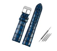 LQXHZ Cinturino in pelle blu brillante da 18 mm, 20 mm e 22 mm, compatibile con cinturini for orologi da uomo in pelle di mucca con motivo coccodrillo(Blue-silver,18mm)