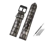 LQXHZ Cinturino in pelle blu brillante da 18 mm, 20 mm e 22 mm, compatibile con cinturini for orologi da uomo in pelle di mucca con motivo coccodrillo(Black grey-black,18mm)