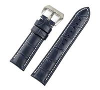 LQXHZ Cinturino In Pelle Da Uomo 20 Mm, 22, 24, 26, Compatibile Con Panerai, In Bovina Blu Vintage Fatto A Mano, Fibbia Ad Ardiglione Personalizzata(Bao Se White Line,22mm)