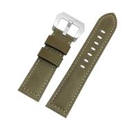 LQXHZ Cinturino in pelle di vacchetta compatibile con cinturini for orologi Panerai da 19, 20, 21, 22, 23, 24 e 26 mm, cinturini Crazy Horse fatti a mano(Green pin silver,23mm)