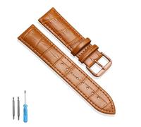 LQXHZ Cinturino In Pelle For Orologio Da 16 Mm, 18 Mm, 20 Mm, 22 Mm, 24 Mm, For Donna, Uomo, Accessori, Fibbia Solida, Nero, Marrone(Light brown-RG,24mm)