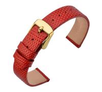 LQXHZ Cinturino In Pelle For Orologio Da Donna, 12 Mm, 13, 14, 15, 16, 18, 20, Di Ricambio Sottile In Lucertola, Fibbia In Acciaio Inossidabile(Red-Gold Buckle,12mm)