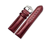 LQXHZ Cinturino in vera pelle cinturino fatto a mano 18 20mm 22mm verde blu orologio da polso(Red silver buckle,21mm)