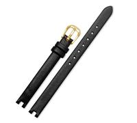LQXHZ Cinturino In Vera Pelle Compatibile Con Tissot Notch Strap 1853 Flamenco Series T003 209 For Donna 8 10 12 Mm(Black-gold,12x3mm)