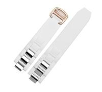 LQXHZ Compatibile Con Il Cinturino In Silicone Convesso Cartier 21st Century, Nero, Bianco, Impermeabile, Accessori Adatti For Cintura Da 20 * 10 Mm(White rose gold)