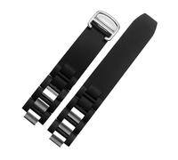 LQXHZ Compatibile Con Il Cinturino In Silicone Convesso Cartier 21st Century, Nero, Bianco, Impermeabile, Accessori Adatti For Cintura Da 20 * 10 Mm(Black silver)