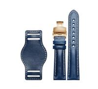 LQXHZ Il Primo Strato Di Pelle Bovina Bracciale In Vera Pelle 18mm 20mm 21mm 22mm Cinturino For Orologio Cinturino Opaco Con Cinturino For Orologi Da Polso Color Vino Opaco(Blue-gold,22mm)