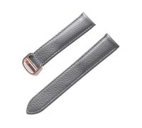 LQXHZ Lychee Grain Cowhide Strap Uomo e donna compatibile con il serbatoio Cartier Serbatoio ASSOLO Accessori for catena di orologi in pelle Londra(Grey rose buckle,20mm)