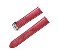LQXHZ Lychee Grain Cowhide Strap Uomo e donna compatibile con il serbatoio Cartier Serbatoio ASSOLO Accessori for catena di orologi in pelle Londra(Red,19mm)