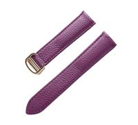 LQXHZ Lychee Grain Cowhide Strap Uomo e donna compatibile con il serbatoio Cartier Serbatoio ASSOLO Accessori for catena di orologi in pelle Londra(Purple gold buckle,22mm)