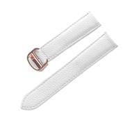 LQXHZ Lychee Grain Cowhide Strap Uomo e donna compatibile con il serbatoio Cartier Serbatoio ASSOLO Accessori for catena di orologi in pelle Londra(White rose buckle,18mm)