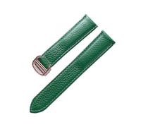 LQXHZ Lychee Grain Cowhide Strap Uomo e donna compatibile con il serbatoio Cartier Serbatoio ASSOLO Accessori for catena di orologi in pelle Londra(Green rose buckle,16mm)
