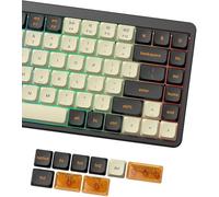 LQXQ Low Profile Keycaps, Double Shot PBT 60 75 100%, PC trasparente per tastiera beige/nero scuro/arancione per la maggior parte degli switch MX Tastiera meccanica (solo tastierini)