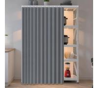 LQYDQSC Tenda for Cucina e Armadio - Antipolvere e Oscurante con Binario Autoadesivo Silenzioso, Senza Fori, for Sottolavello, Lavatrice, Scaffale(Grey,100 * 200cm)