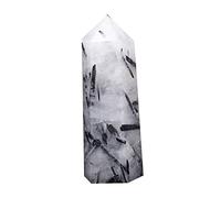 LQYXGS Decorazioni per la casa in Cristallo 1pc Natural Point Capelli Neri Cristallo di Quarzo Prisma Esagonale Pietra Energetica(4-6cm)