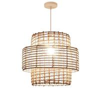LQZCXMF Lampada A Sospensione Boho A 1 Luce Lampada Romantica In Rattan Lampadario A Sospensione Intrecciato In Stile Vintage Rustico Paralume In Vimini Intrecciato A Mano Per Sala Da Pranzo,