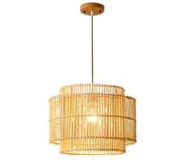 LQZCXMF Lampada A Sospensione In Stile Boho, In Vimini Naturale, Da 11,8'', Con Gabbia Di Bambù, Per Cucina, In Rattan Di Bambù Naturale, Regolabile, Vintage, Intrecciata, Illuminazione Vintage