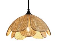 LQZCXMF Lampada Da Sala Da Pranzo A Forma Di Petalo, Paralume In Vimini Bambù, Lampada A Sospensione In Stile Giapponese Con Cestino In Rattan A 1 Luce, Lampada A Sospensione Boho In Vimini A 1 Luce