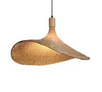 LQZCXMF Lampada da soffitto a sospensione fatta a mano da 23,6'', lampada a sospensione Boho a forma di cappello, lampada in bambù naturale, paralume classico/tradizionale intrecciato a mano per sala