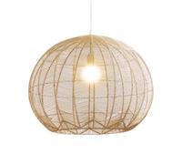 LQZCXMF Lampada da Soffitto A Sospensione in Stile Pastorale Paralume Rotondo in Rattan Fatto A Mano Lampadario Boho Sospeso A Soffitto con Cavo Regolabile per Soggiorno, Camera da Letto,