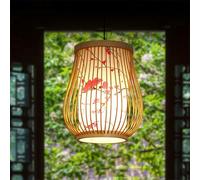 LQZCXMF Lampadario Boho A 2 Livelli Con 1 Luce In Bambù | Lampada Rustica Intrecciata A Mano Da 7,8" (198 Cm) - Lampada A Sospensione Vintage In Vimini E Cestino Di Bambù Per Sala Da Pranzo
