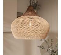 LQZCXMF Lampadario in Rattan A 1 Luce Grande Paralume Boho da 23,6'' W Agriturismo Appeso Decorazioni Lampada A Cupola Fatta A Mano Moderna Sospensione Illuminazione A Sospensione Tessuto