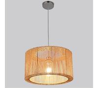 LQZCXMF Lanterna a sospensione in corda di iuta, lampada a tamburo retrò Boho, lampada per sala da pranzo o tavolo, lampada primitiva con struttura in metallo, paralume per soggiorno, cucina, sala da