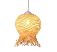 LQZCXMF Piccolo Lampadario Rustico Per Comodino/angolo Interno, Paralume A Gabbia In Bambù Intrecciato A Mano, Illuminazione Creativa In Vimini Del Sud-est Asiatico, Apparecchio Decorativo