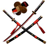 LQZJG Cosplay Anime Spada di bambù, Roronoa Zoro Spada Katana AME No Habakiri Katana Nero 103cm/41 Pollici