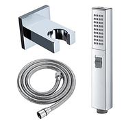 LR Handheld Shower Head Set Universal Square Handheld Showerhead Set with 2 Mode Water, ABS High Pressure Handheld Shower Sprayer with 1.5M Stainless Steel Shower Hose, Brass Holder,Chrome