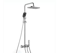 LR Rain Shower System Thermostatic Shower Faucet Set Wall Mount Shower Combo Set Brass Rain Mixer Shower with Shower Head, Waterfall Tub Spout, 3 Modes Handheld Shower, Bidet Sprayer,Chrome
