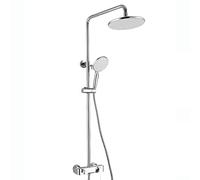 LR Rain Shower System with Shower Head, Shower Faucet Set Wall Mounted Brass Shower Combo Set Single Handle Rain Mixer Shower with Waterfall Tub Spout, 3 Modes Handheld Shower,Chrome