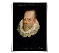 Lrajan&Daucus Top 100 figure letterarie ritratto poster - Stampe A3 su tessuto di fama mondiale (#11 Miguel de Cervantes Saavedra)