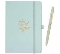 LRANKAI Diario a righe A5 con penna, per ragazze e donne, 192 pagine, copertina rigida, in pelle, diario A5 con blocco note a forma di fiore di rosa, per lavoro, scuola, prendere appunti, affari