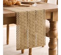 LRartdeco Runner da Tavolo 30 x 180 cm Lavabile Runner Tavola per il Tavolo Marrone Rustico Casa Colonica Moderno Tovaglia Boho Decorazione Vintage, per Sala da Pranzo Cucina Fattoria Matrimonio