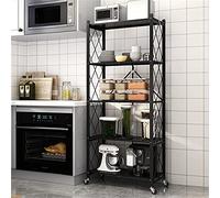 LRBBH Scaffalatura Di Stoccaio con Ruote, 5 Livelli Di Scaffale per Metalli in Metallo, Carrello Rotolante Pieghevole Pesante, Capacità 330 Lbs