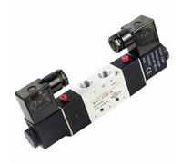 LREDONM 1/4 ''BSPT 1/4 Pollici 4V220-08 5 Modi 2 Posizioni Elettrovalvola pneumatica a Doppia Testa DC 12V 24V AC 110V 220V(AC 110V)