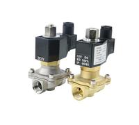 LREDONM Elettrovalvola a solenoide in Ottone/Acciaio Inossidabile normalmente Aperta ad Alta Temperatura DN15 DN20 1/2 "3/4" con Guarnizione DC24V DC12V 220V(DN15,Stainless Steel_DC24V)