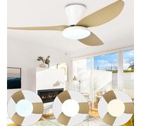 Lrenjon 100CM Ventilatore Da Soffitto Con Luce E Telecomando, Plafoniera Con Ventilatore 3 Colore 6 Velocità Reversibile Silenzioso, Lampadario Con Pale Per Camera Da Letto Soggiorno-Wood Grain