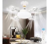 Lrenjon Plafoniera Led Con Ventilatore Da Soffitto Con Luce E27 Plafoniera Con Ventilatore Piccolo 6 Velocità Timer Dimmerabile Lampadario Camera Da Letto Con Ventilatore Silenzioso Bianco